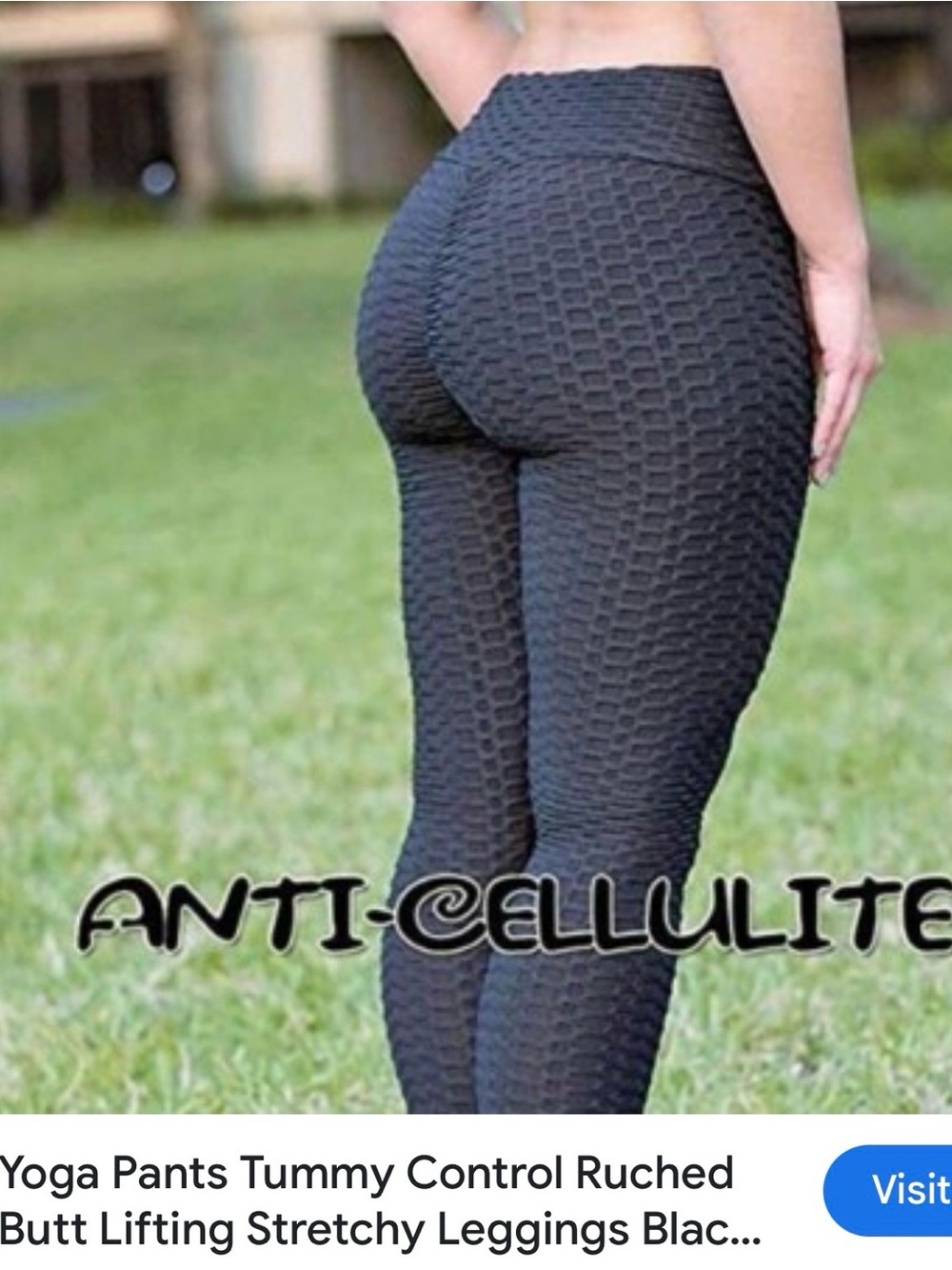 Women’s Black Textured Anti- Cellulite Butt Lifting Yoga Pants